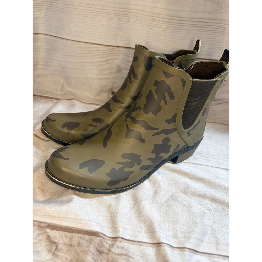Lucky Brand Camo Rain Boots Chelsea Ankle‎ Rubber Womens 12 Waterproof